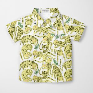 cheetah-white fabric pattern shirt mockup